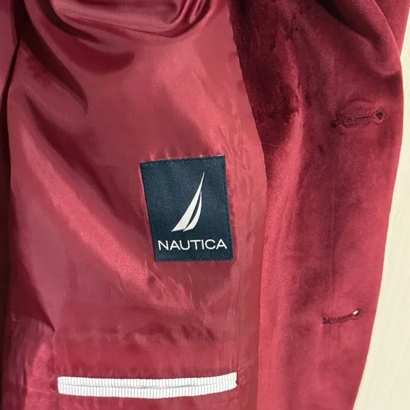 Nautica Men's Burgundy Velvet Blazer Size Large - Picture 2 of 6